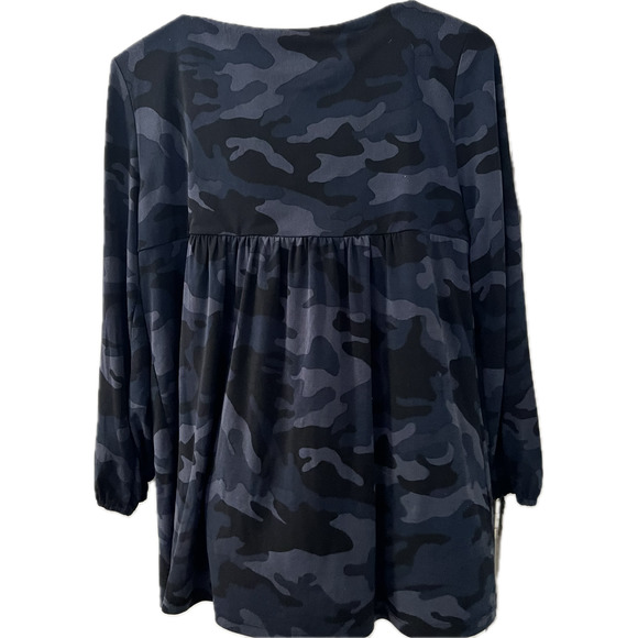 Women's Michael Kors Blue Camo Blouse Size M - Picture 2 of 4